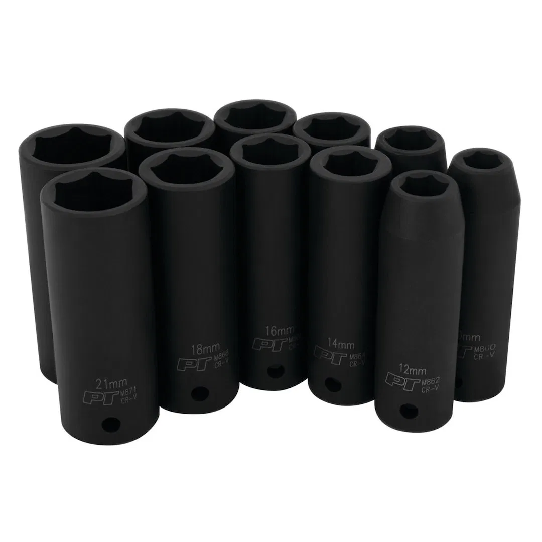 M591DB – PERFORM TOOL Socket Set, 1/2 Inch Drive Metric Deep Impact Black/ Chrome Vanadium Steel With Size Of 10 Mill...